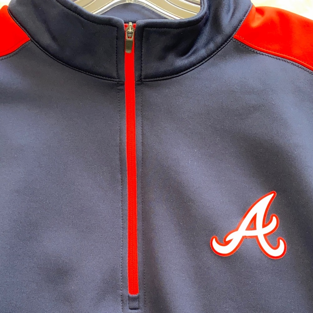 NWOT Atlanta Braves Men's Navy and Red Zip-Up Pullover - Picture 5 of 9